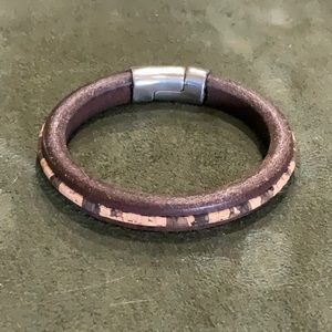 Licorice leather and cork bracelet